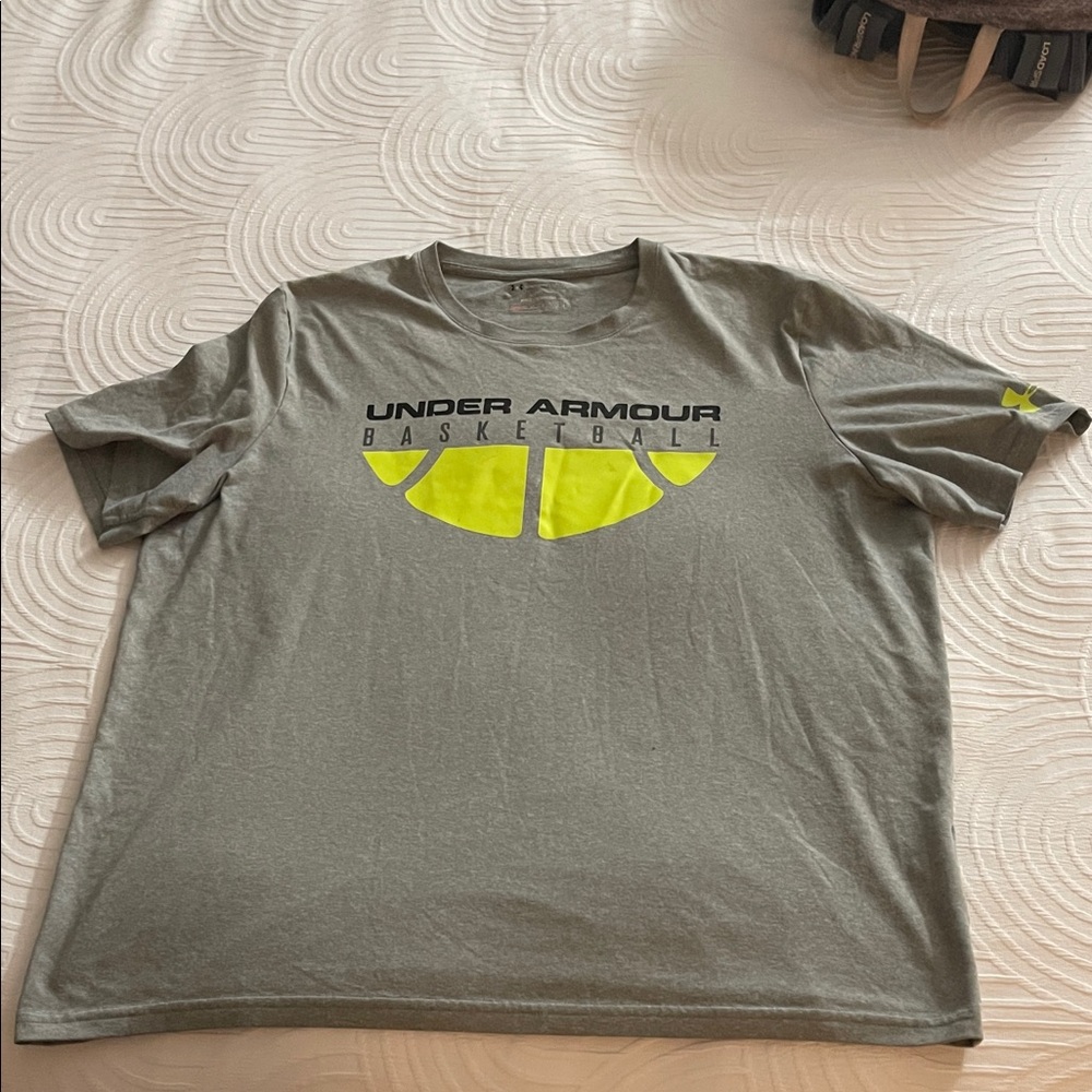 Under Armour Gray and Yellow Basketball Tee